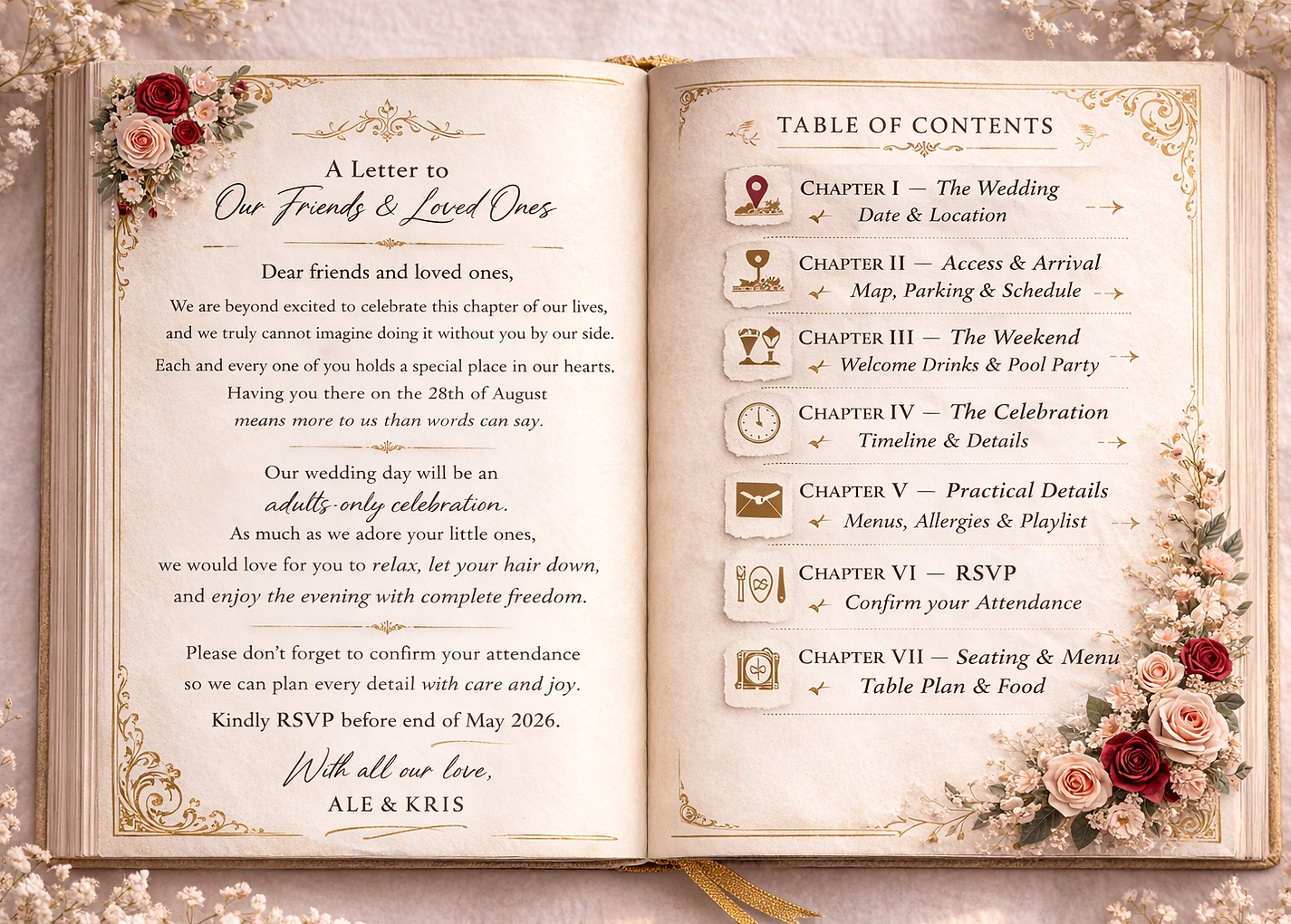 Welcome letter and table of contents